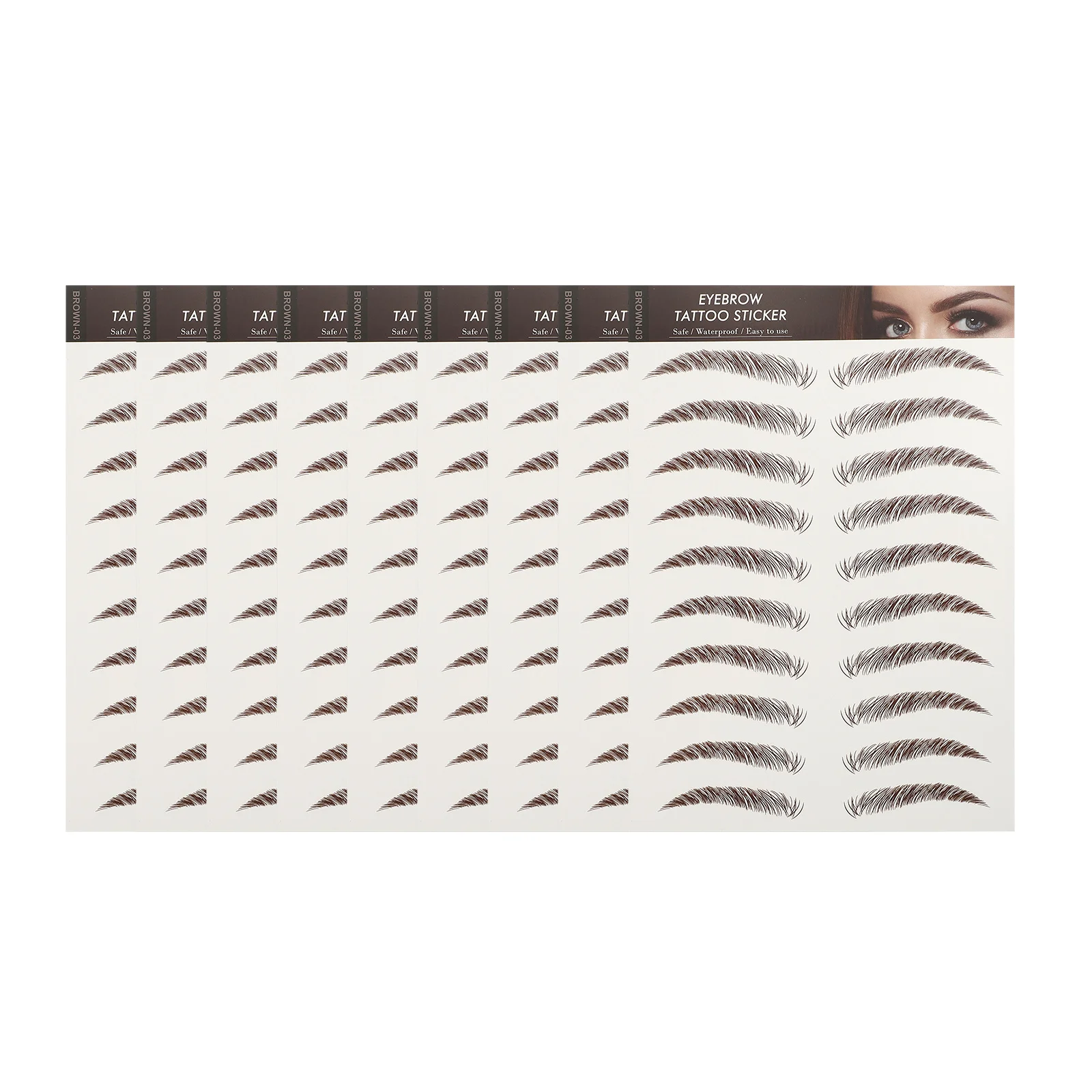 

9 Sheets Waterproof Eyebrow Stickers 6D Hair-Like False Eyebrows Transfer Tool for Sparse Brows Easy Apply Lasts Days