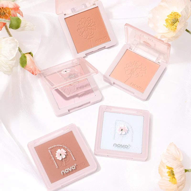 Peachy Pink Soft Matte Face Blush Long-wear Baby Blue Blusher Smooth Shading Powder Neutral Cheek Makeup Korean Style Cosmetics