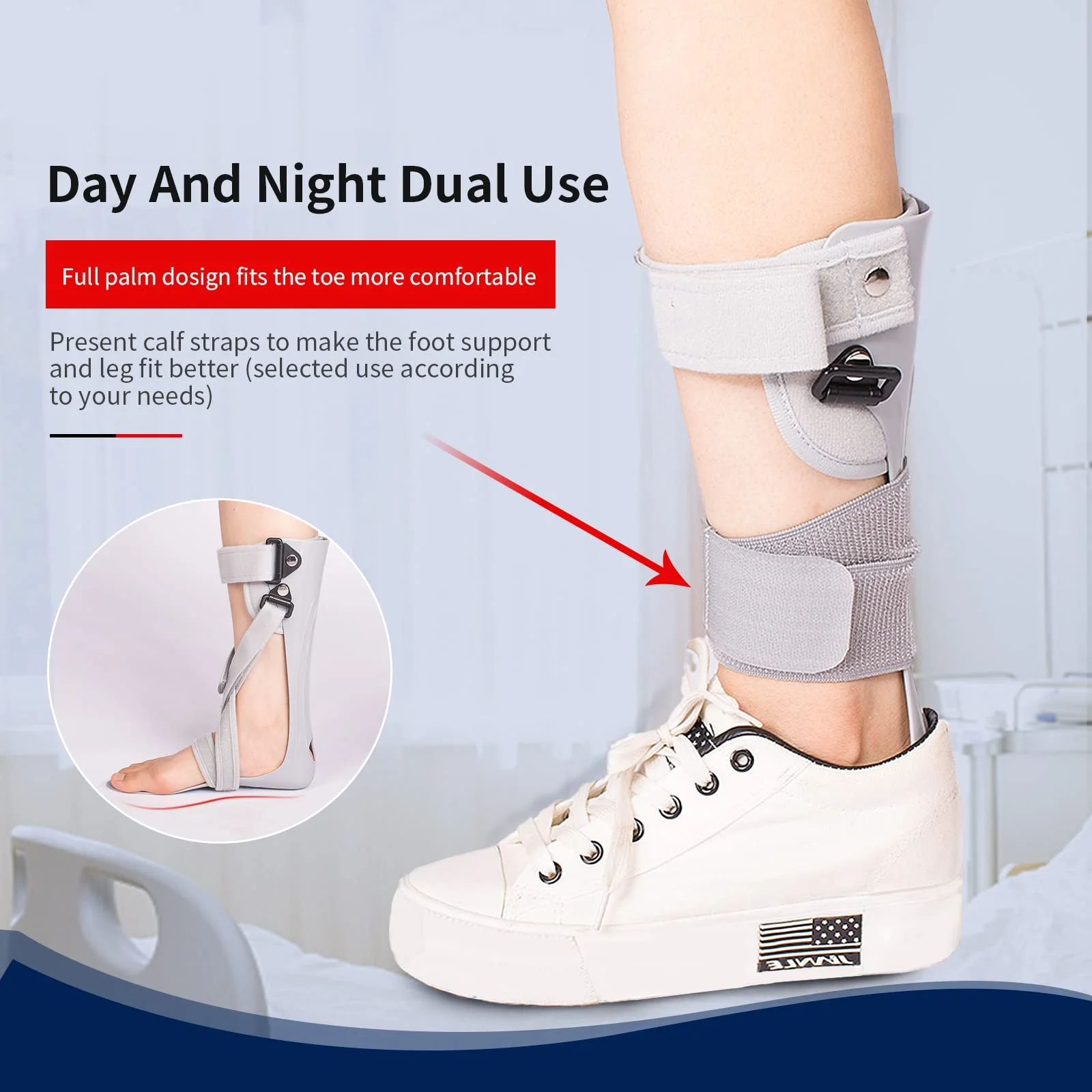 AFO Foot Drop Brace Ankle Orthosis Support for Hemiplegia Patients, Wearable with Shoes & While Sleeping Adjustable  AFO Brace