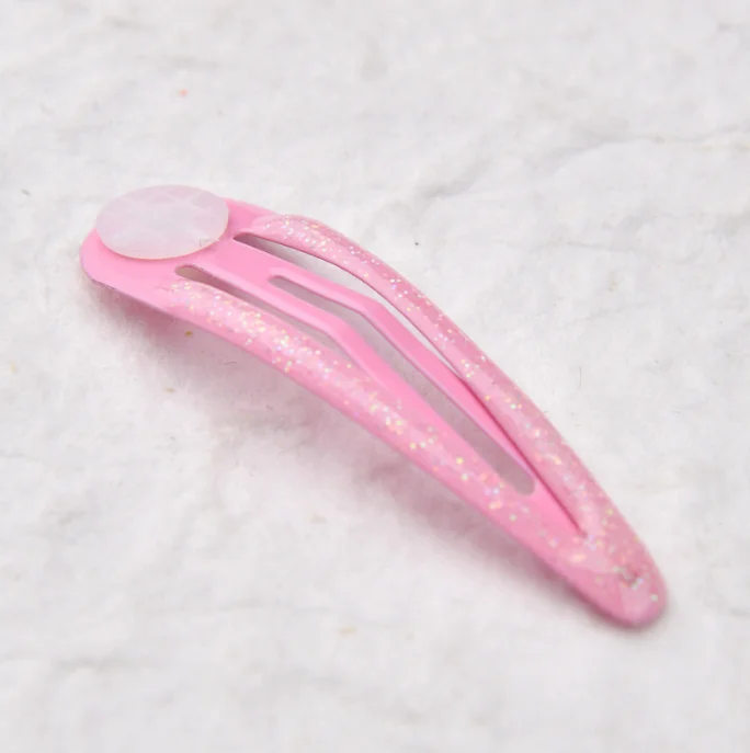 10pcs 5cm Glitter Metall Snap Haars pangen mit Pad für Haars chleife machen Tear Drop Haarnadeln Kinder DIY Kopf bedeckung Nickel frei bleifrei – Detail 11