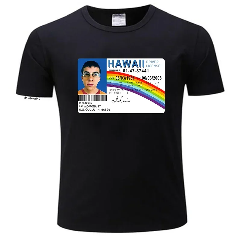 Arrival fashion summer cotton t shirt men o-neck Mclovin id card superbad geek Mens hawall brand tee-shirt homme tops euro size