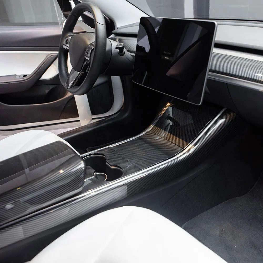 Side Strip Decorative Trim For Tesla Model 3 17-20 Matte Carbon fiber ABS Center control Patch