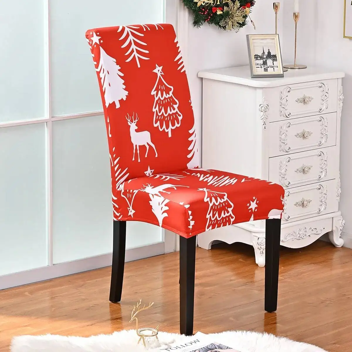 

Covers Stretch Dining Room Set Of 6 Christmas Decoration/Home Decor Chair Protector Slipcovers