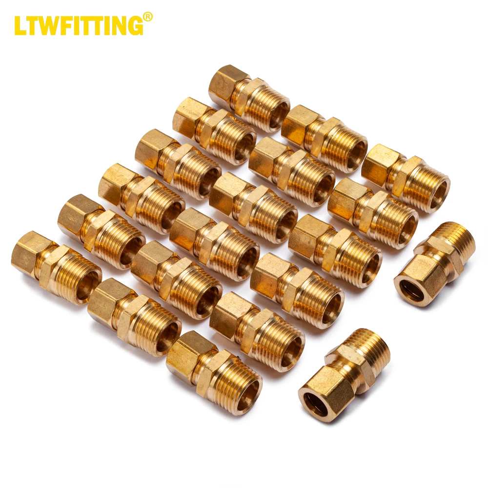 

LTWFITTING Brass 1/2-Inch OD x 1/2-Inch Male NPT Compression Connector Fitting(Pack of 20)