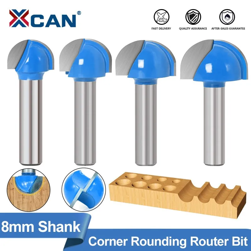 Xcan 1Pc 8Mm Schacht Hoek Rouding Router Bit 16/19/22/25Mm Ronde Router bit Hout Trimmen Cutter Radius Hout Frees