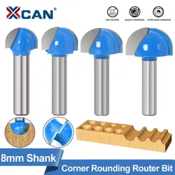 XCAN 1pc 8mm Schaft Ecke Rouding Router Bit 16/19/22/25mm Runde Router bit Holz Trimmen Cutter Radius Holz Fräsen Cutter