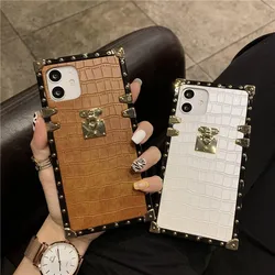 Luxury Anti-fall Crocodile Pattern Female Soft Case For Iphone 16 15 14 13 11 12 Pro Max 7 8 Plus Xr X Xs Phone Cover Fundas