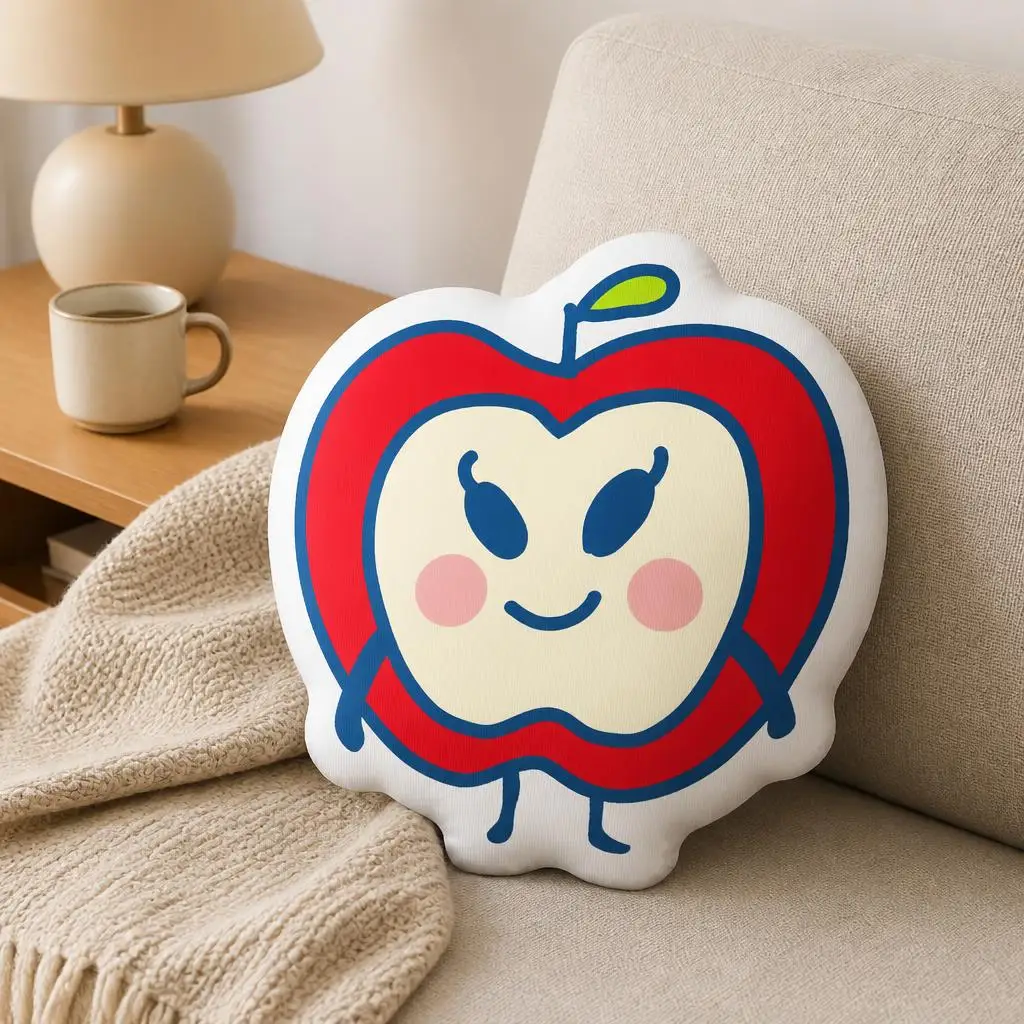 T-Tamagotchis Character Shaped Throw Pillow Stuffed Cushion Fruit Cartoon Decorative Accent for Living Room Sofa Home Decor