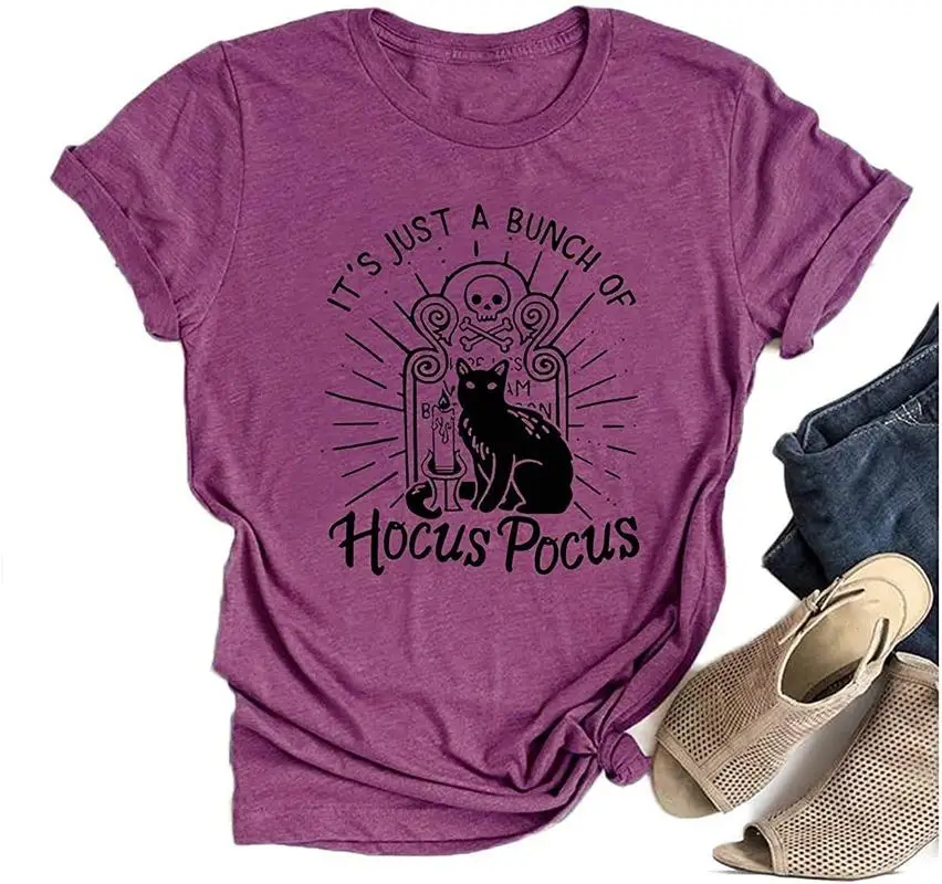 Hocus us loween Dames T-shirt ort Sve round Ne Fall Faion Casual Comfortabel Katoen Andere materiaal Top