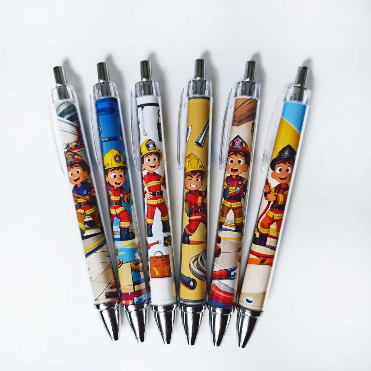 7Pcs/14Pcs Feuerwehrmann Themen Einziehbare Stifte Feuerwehrmann Kugelschreiber Täglichen Büro Student Studie Schreibwaren Geschenk Stifte