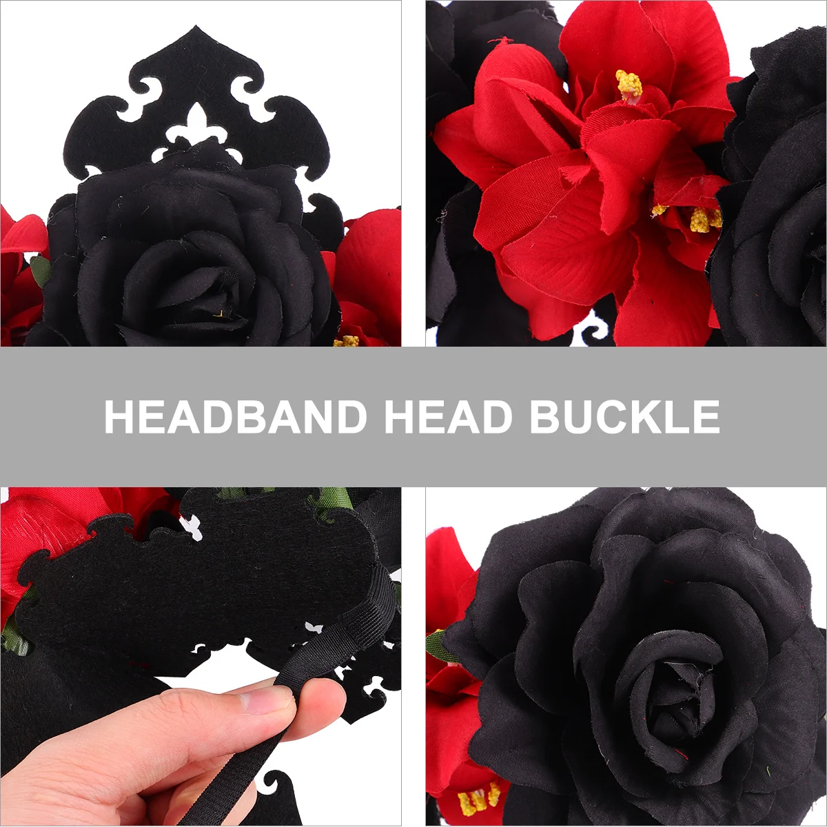 

Queen Crown Rose Flower Headband Vintage Style for Halloween Wedding Party Festival Photography Floral Garland Headwear
