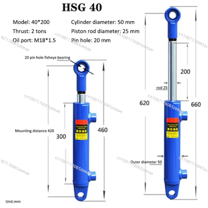 1 2 Ton Oil Pressure Accessories Hydraulic Cylinder Two-Way Lift Top Telescopic