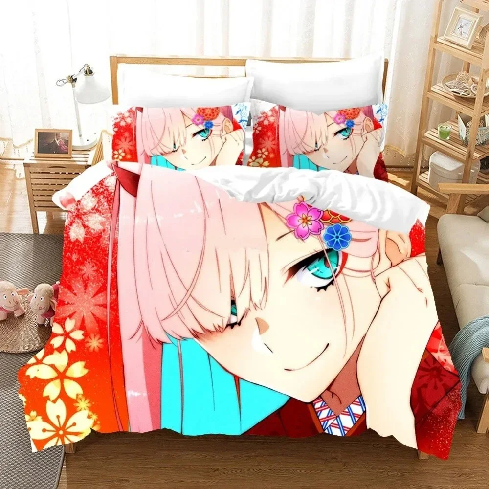 

Anime Darling in the Franxx Zero Two 02 Bedding Set Bedroom Soft Modern Bedspreads Comefortable Duvet Cover Quilt Pillowcase