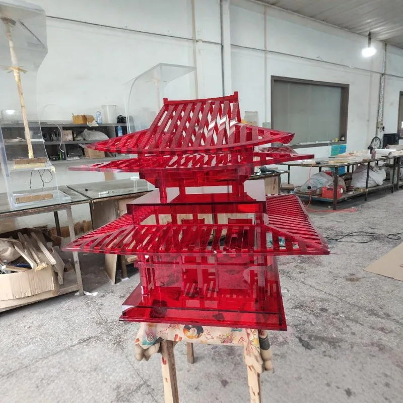 Acrylic art installations, hotel club sales office installations, props large and medium-sized ancient building ornaments