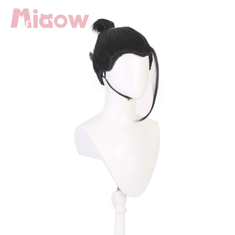 Heat Resistant Synthetic Cosplay Wig, Black Half-up Long Heat Resistant Synthetic Hair for Anime Halloween Cosplay Party 5