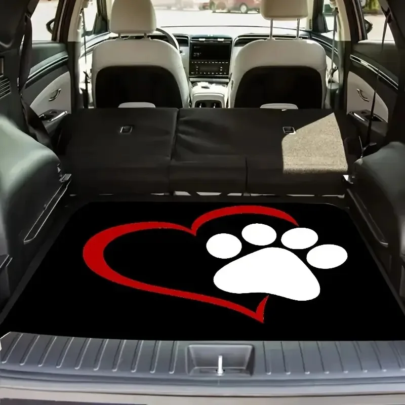 1pc Universal Car Trunk Mat 29x39 Inch Claw Heart Design All-Weather Protection Durable Interior Accessory for Most Vehicles