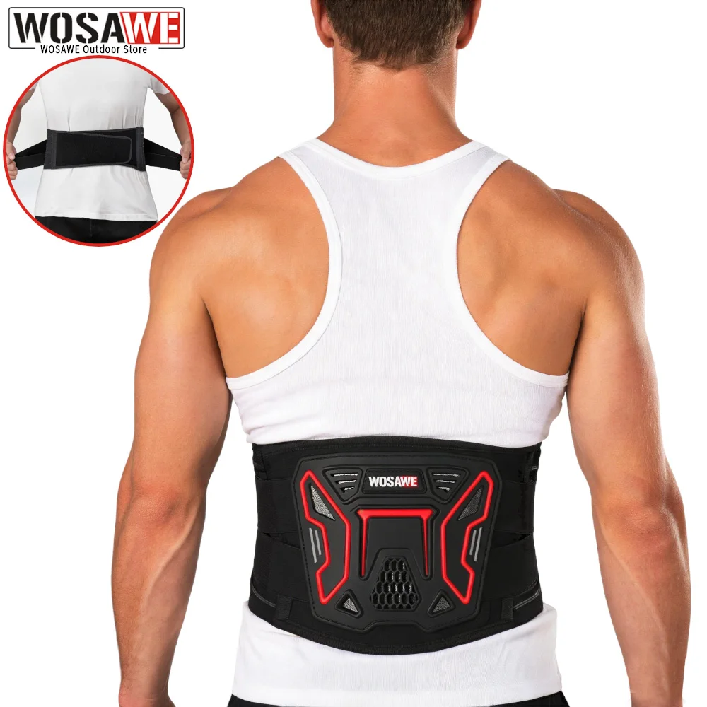 WOSAWE Motorcycle Back Support Belt Breathable Waist Belt Men Women Fitness Back Braces Adjustable Strap for Skating Skiing Gym