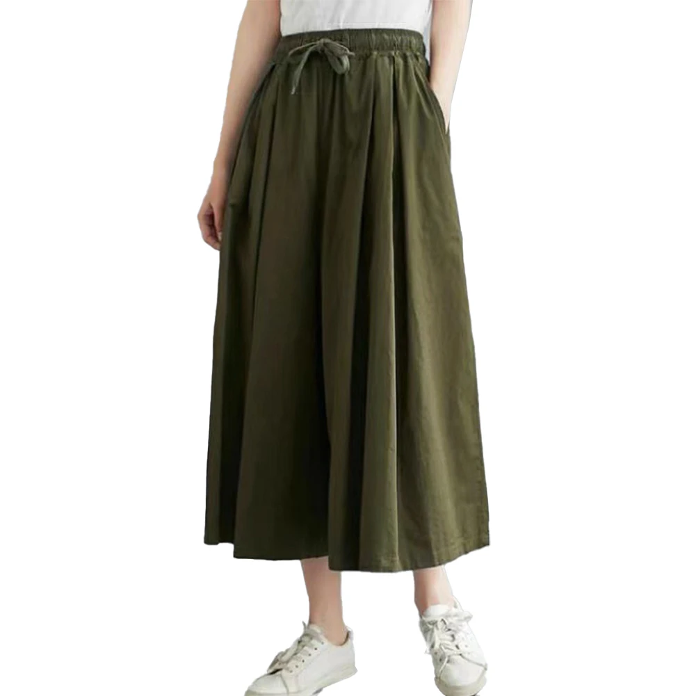 Womens Casual Pants Fashion Wide-Leg Pants High Waist Culottes Women Oversized Wild Loose Casual Cropped Trousers Pants Skirts