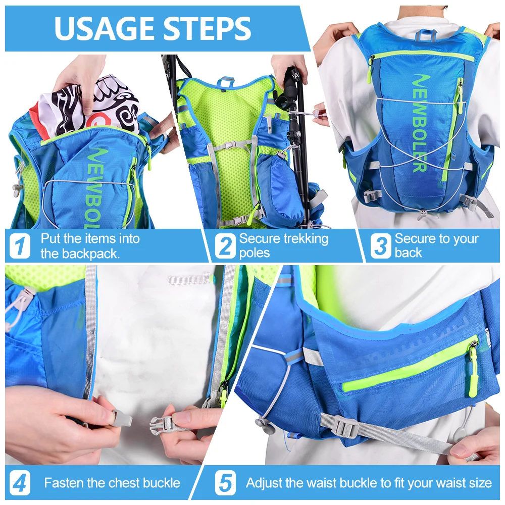 Leichter Outdoor-Rucksack, Trail-Running-Rucksack, Fahrradtasche, Bergsport-Rucksack, Wanderrucksack, Hydrationsrucksack – Detail 16