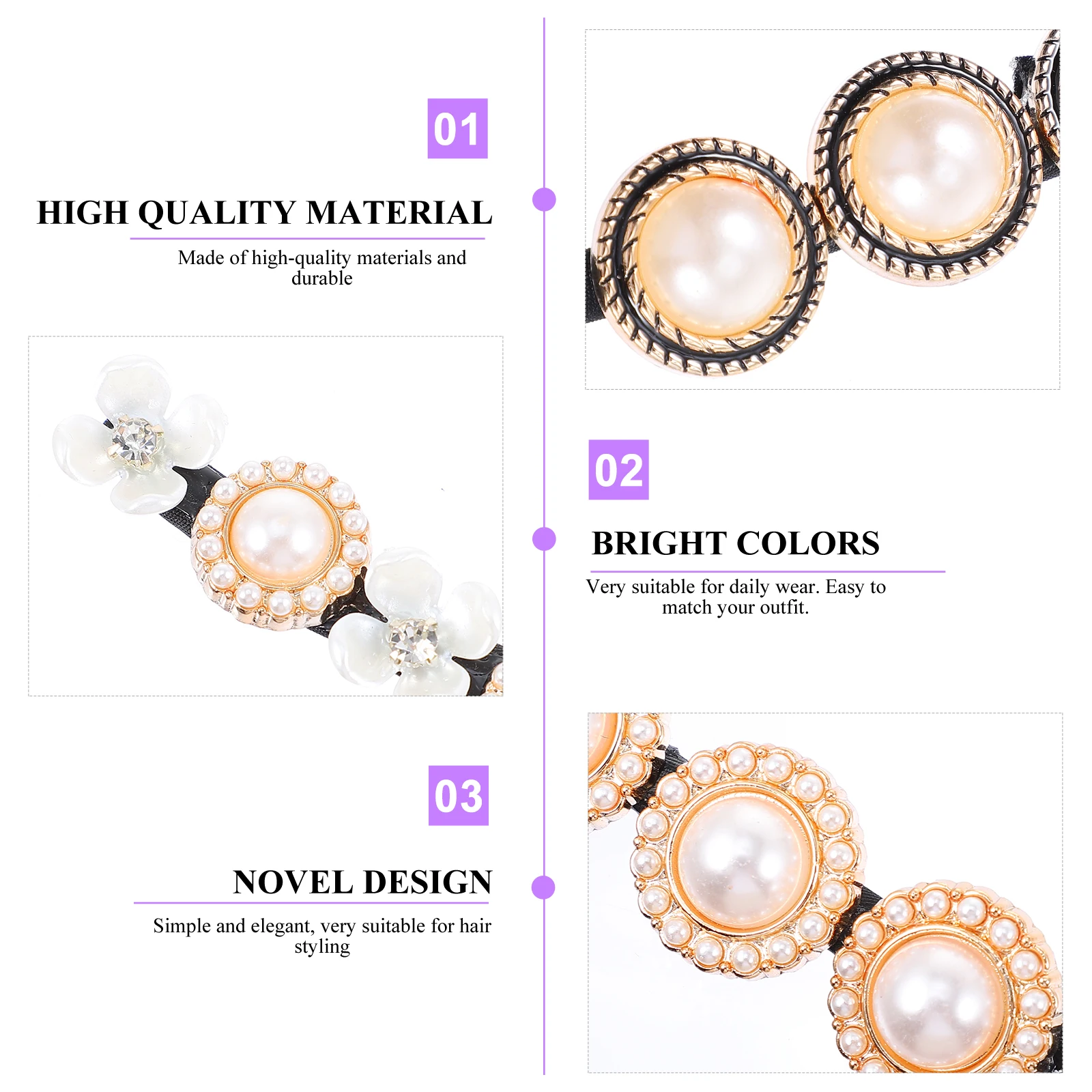 

4pcs Accessories Styling Tools Pearl Headdress for Women DIY Hair Bun Holder Curler Headband Cap Extension
