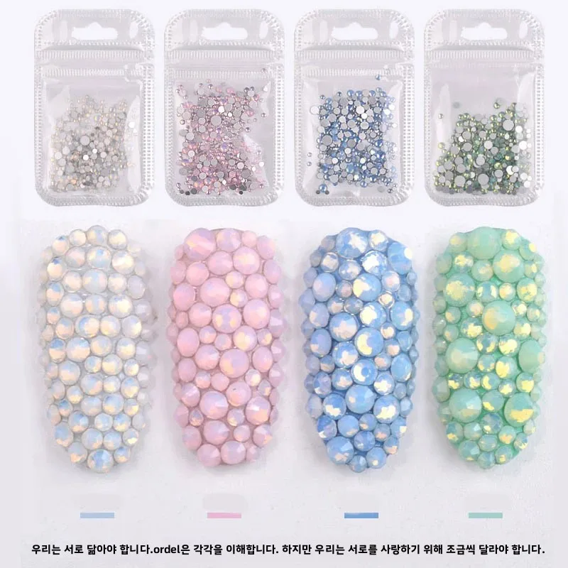 1 Pack Mix Opal Crystal Nail Art Rhinestones 3d Charm Glass Flatback Non Hotfix DIY Nail Jewelry Sticker Decorations For Nails