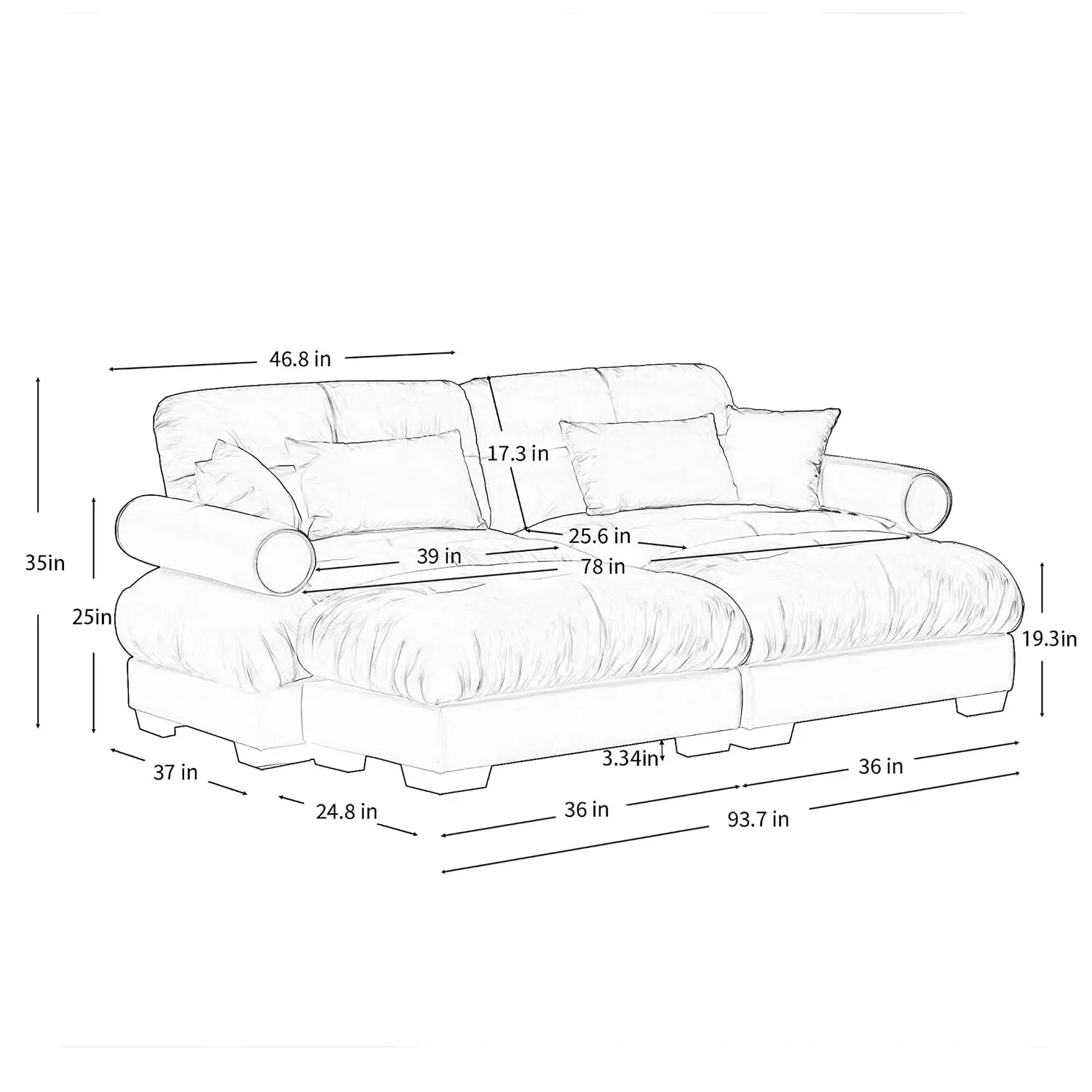 Velvet Loveseat Sofa, 2 Seater Modular U Shaped Sectional With Ottoman, Deep Seat Couch For Living Room, Camel, Customized