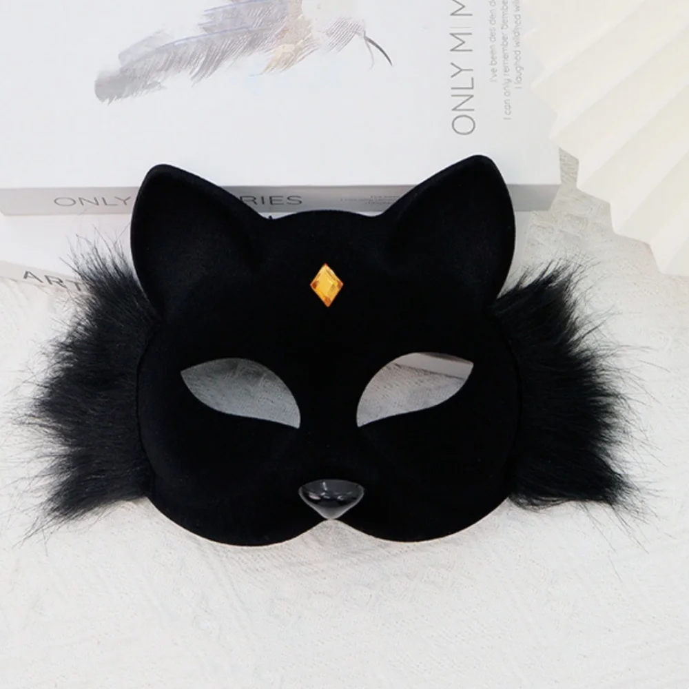 Masque de renard en fourrure 3d, accessoire de Costume de nez, demi-masque d'animal, fourrure artificielle pour carnaval, mascarade d'halloween