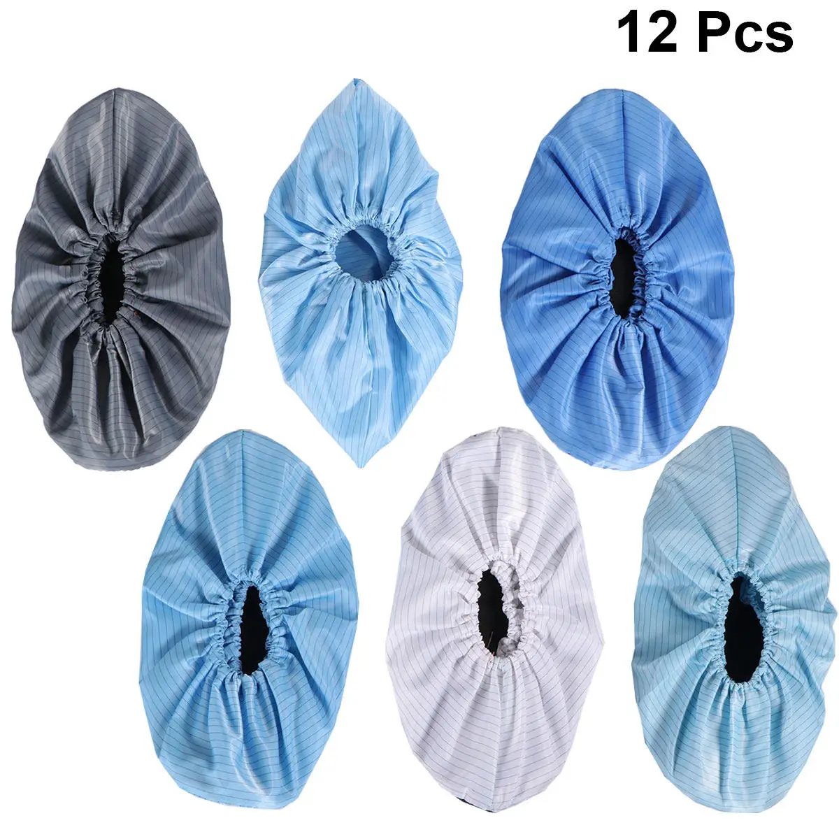 6Pairs Anti-Static Foot Covers Static-Free Reusable Washable Thick Polyester Non-Slip One-Size-Fits-All Lab Workshop Beauty