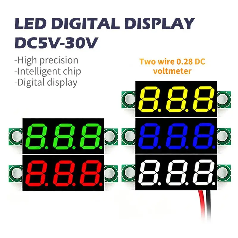 0.28 Inch LED Digital Voltmeter 5-30V DC High Accuracy Voltage Detector for Car Power Battery Monitoring