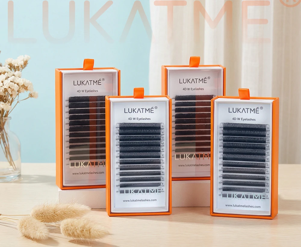 LUKATME 4D W Wimpern C/D Curl 8-15mm Vorgefertigte Volumen 4D Wimpernverlängerung Voll Dicht W-Form 4D Falsche Wimpern für Professionelle Anwendung – Detail 1