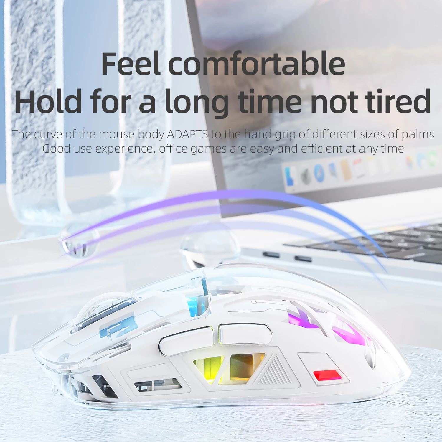 A2 Transparent RGB wireless mouse, Bluetooth Dual-mode Connection ,Digital display,Win/Mac