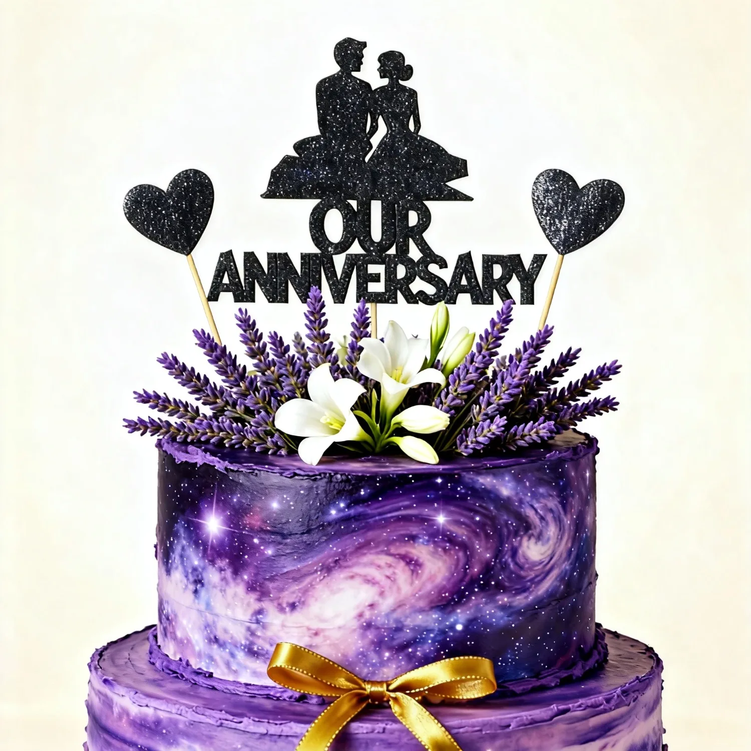 Juego de adornos para tarta de aniversario con purpurina negra y rosa, decoración de aniversario de boda, regalo de amor para siempre para marido, esposa, parejas, 3 uds.