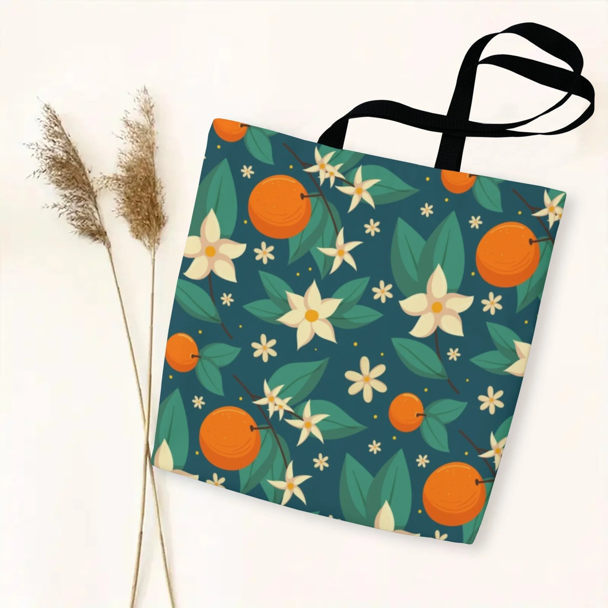 صديقة للبيئة زهر البرتقال والحمضيات Aficionado حقيبة تسوق من القماش قابلة لإعادة الاستخدام للنساء مثالية للمظهر اليومي الطازج #4