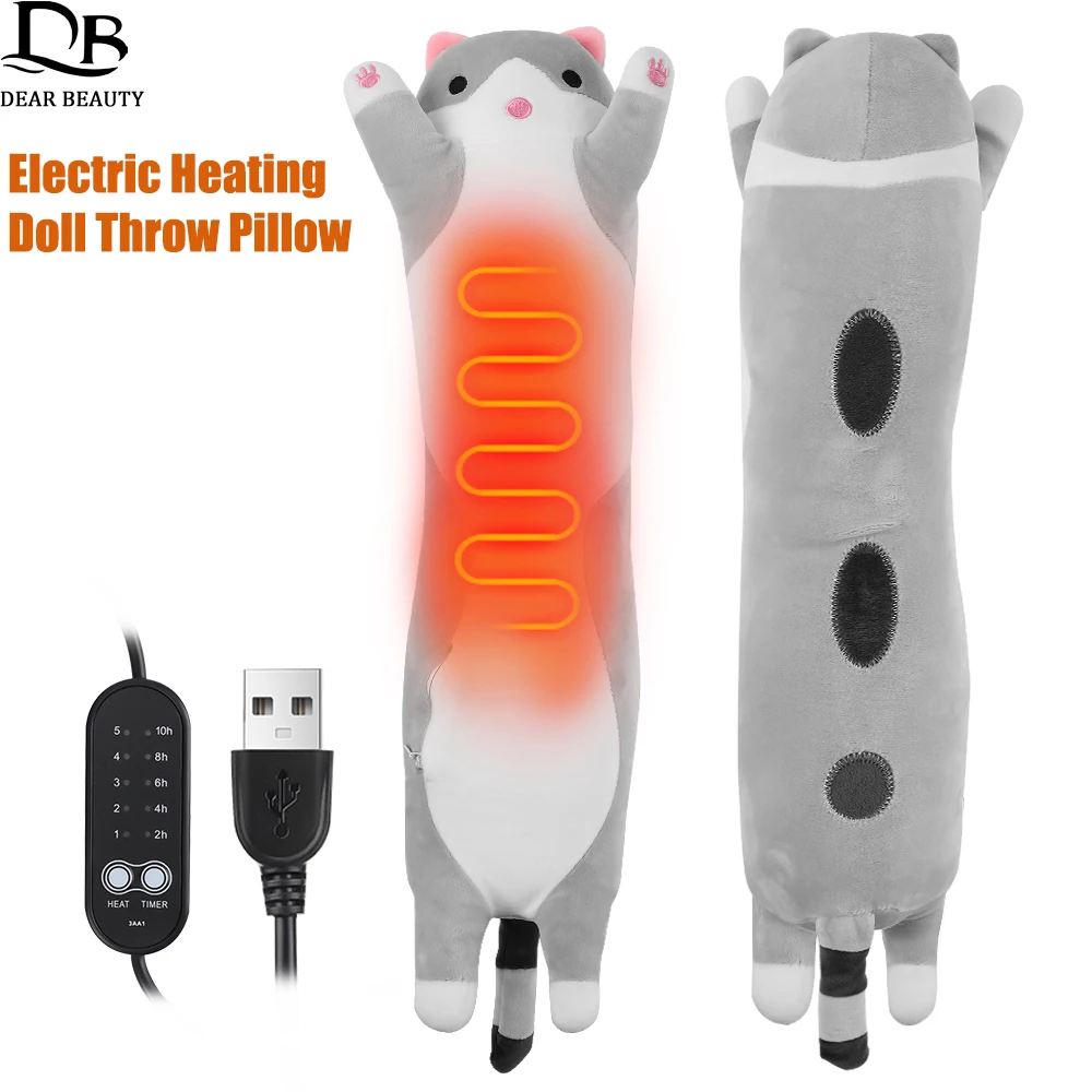 Podgrzewana poduszka USB w kształcie uroczego kota, podgrzewana poduszka do noszenia dla kobiet, na bóle menstruacyjne, gorący kompres, poduszka grzewcza na plecy, szyję, lędźwie.