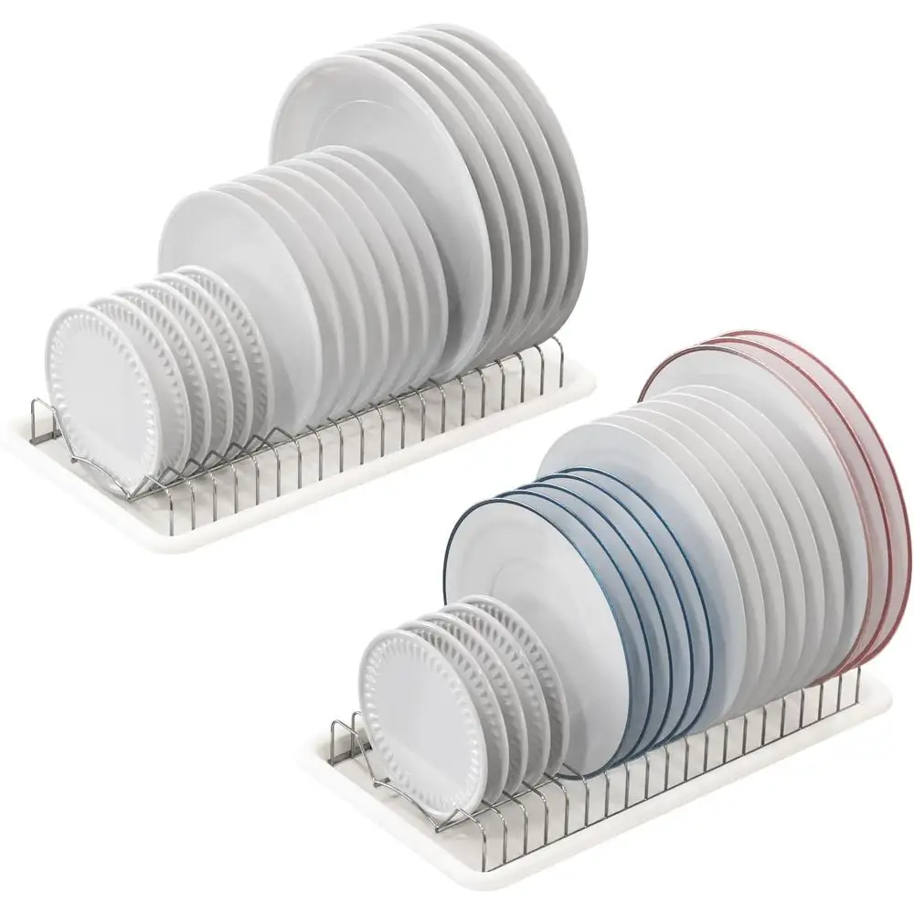 

2 Pack StainlSteel Plate Drying Rack with Drainboard, Chrome
