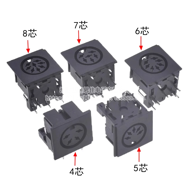 5PCS 3 4 5 6 7 8 13 Pin Mini DIN Female Socket Connector 4 5 6 8 Poles DIN Mini Jack PS2 Mini Circular Keyboard and Mouse Socket