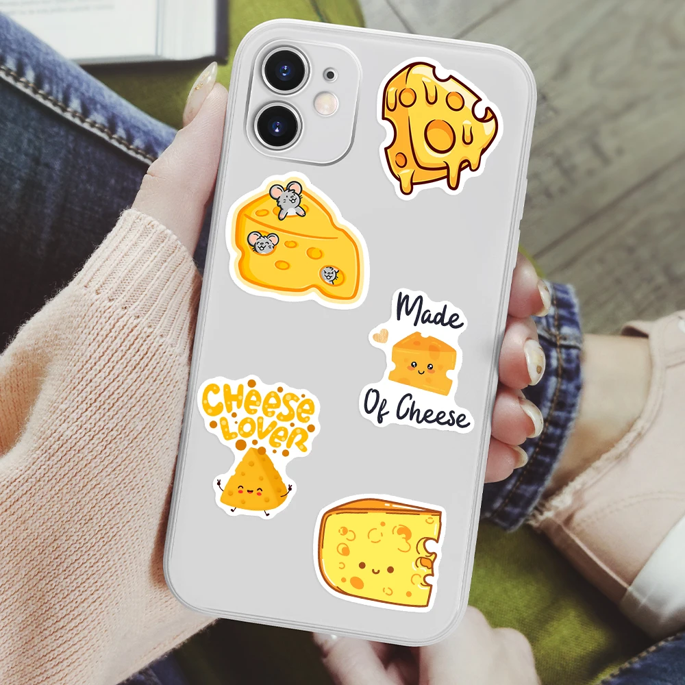 Funny Cartoon Cheese Sticker Lovers DIY Toys Gift Decorative Decal for Scrapbook Junk Journals Laptop Luggage Bottles Waterproof