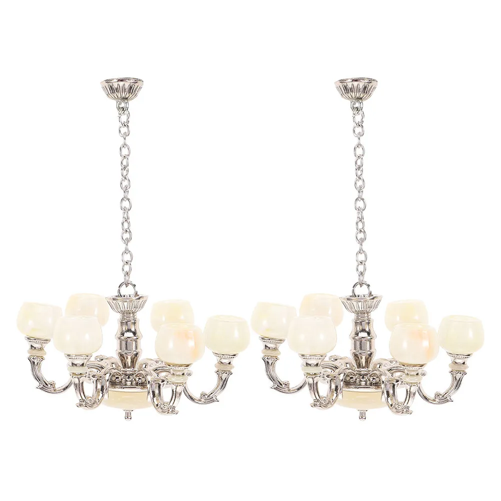 

2 шт. миниатюрных подвесных светильников в винтажном стиле, имитация потолочных ламп для кукольного домика, аксессуары для декора кукольного домика