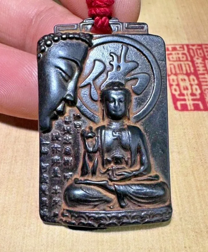 Old Ancient Tibetan Buddhism Black lacquer iron Shakyamuni Buddha card s