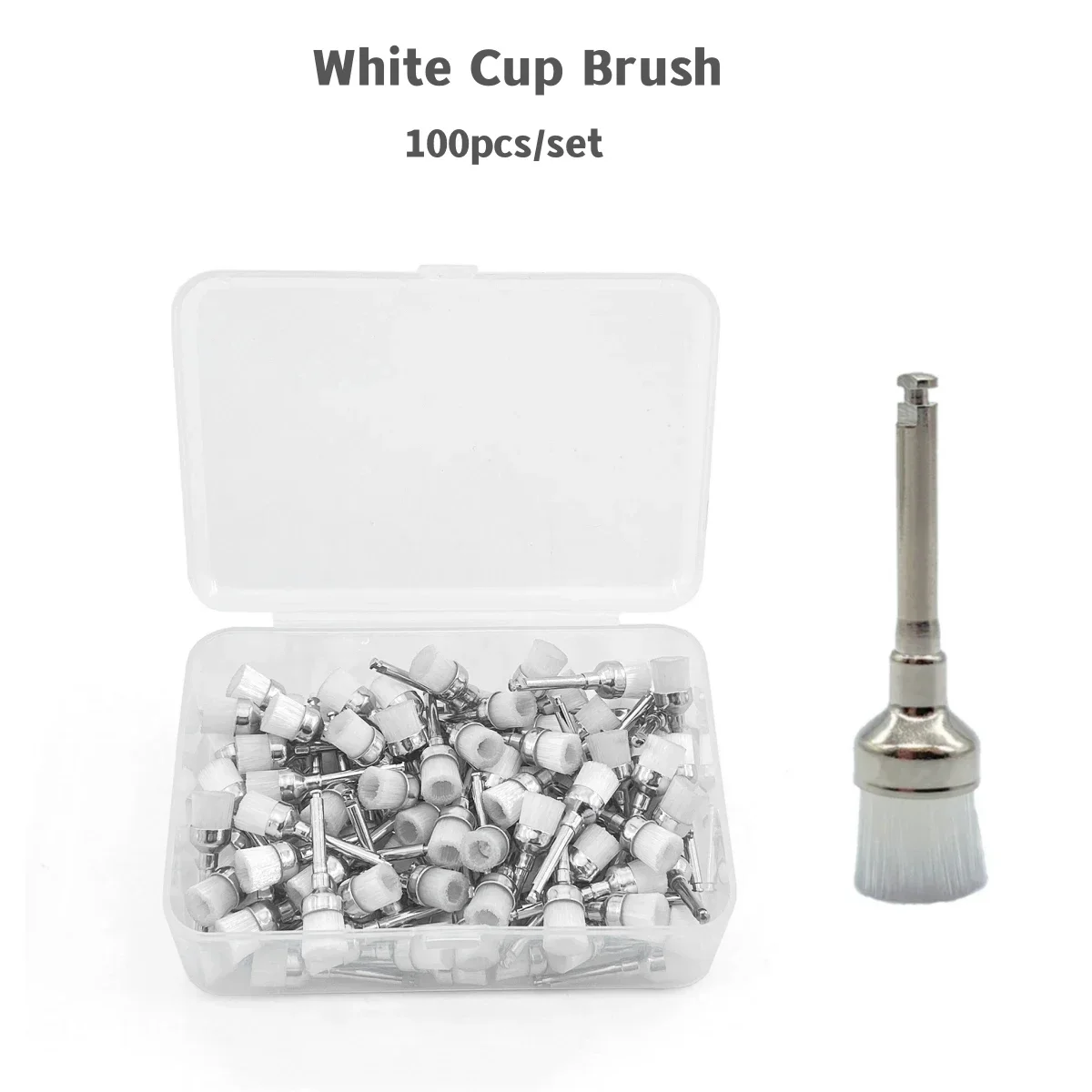 100pcs/box Disposable Nylon Polishing Brush Dental Polisher Brush Head Mixed color Cup brush Flat brush pointy brush