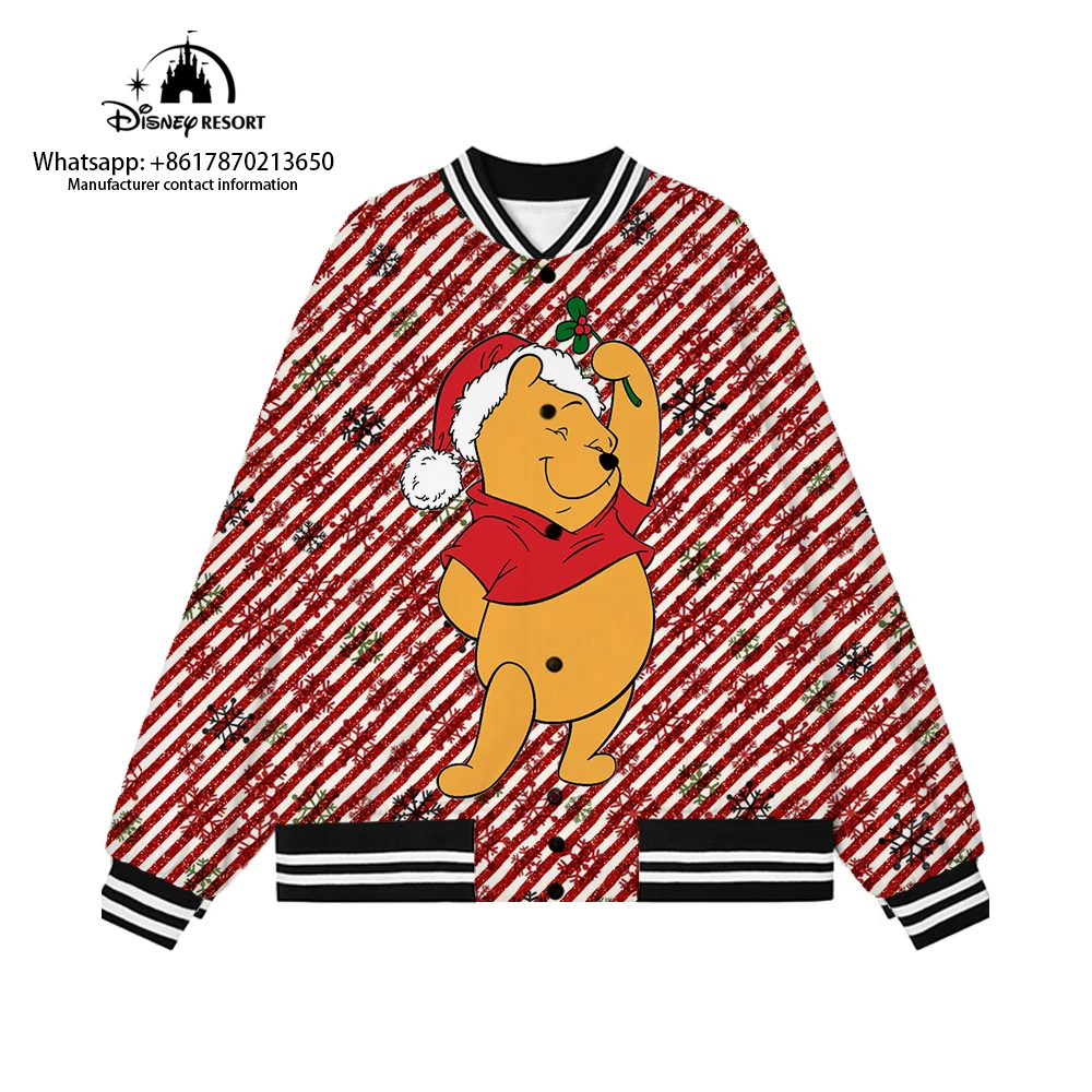 

Winnie the Pooh and Mickey Anime 2022 Autumn New Christmas Disney Brand Men Ladies Hip Hop Street Kids Preppy Baseball Uniforms