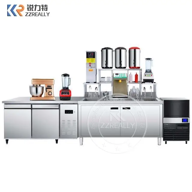 Custom Made Bubble Milk Tea Equipment Refrigerate Bar Work Table For Kitchen