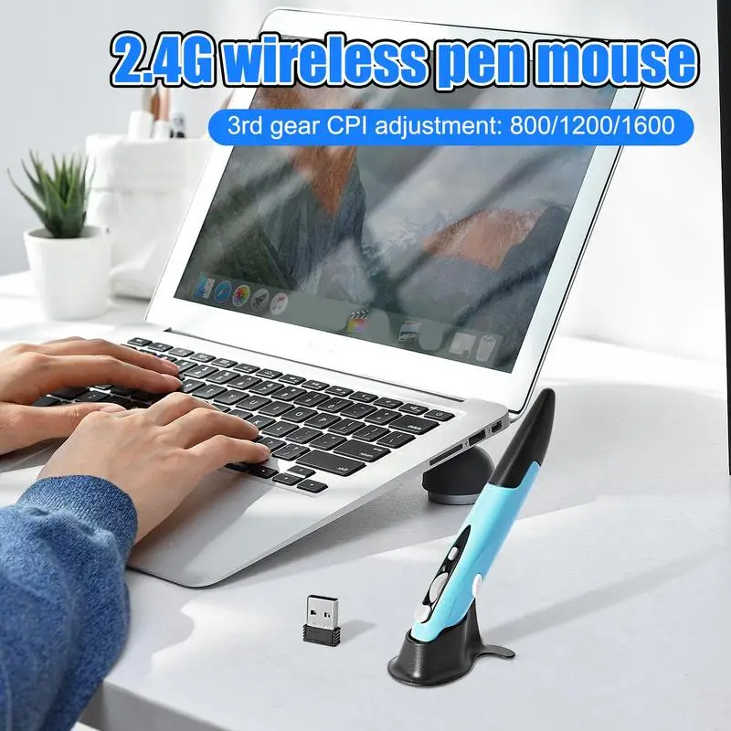 Wireless Mouse Pen | Plug And Play Funny Pen Mouse Vertical 2.4GHz Computer Mice | Unique Comfortable Pen Stylus Wireless Mouse