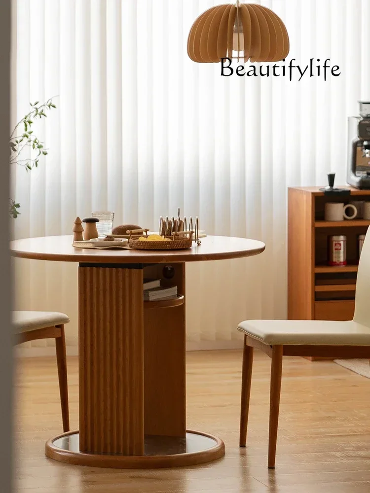 

Круглый обеденный стол N17 Nordic Cherry из массива дерева, маленький столик для небольшой квартиры, простой домашний стол