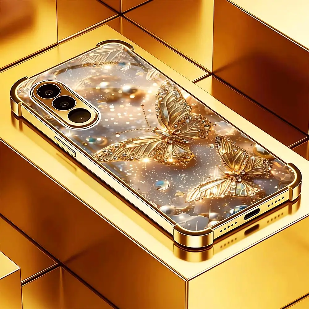 New model Golden Butterfly s26 ultra s25 glass phone case for Samsung Galaxy S26 S25 S24 S23 S22 FE,Ultra,Plus Dropresistant