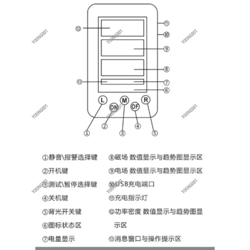 XR-1 BR-9B Nuclear Radiation Dosimeter Geiger Counter with Color Screen for Beta Gamma X-ray Personal Detection Tool