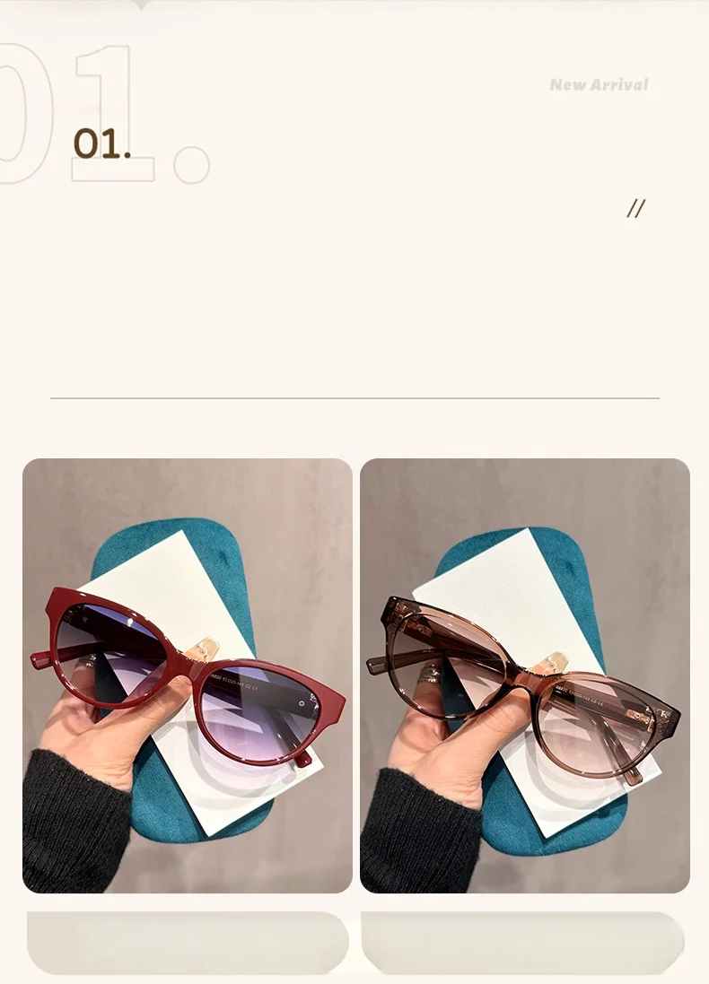 Neue Sonnenbrille im Cat-Eye-Stil mit T-förmigen Bügeln und kleinem Duft für Damen DS-8820 – Detail 3