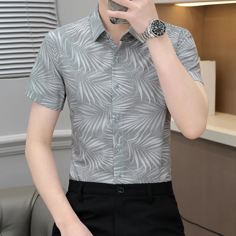 

Men's ort Sve irt Slim Fit Lightweight Summer Faion Casual Top High End f Sve irt Sli Urban Sle Breath...