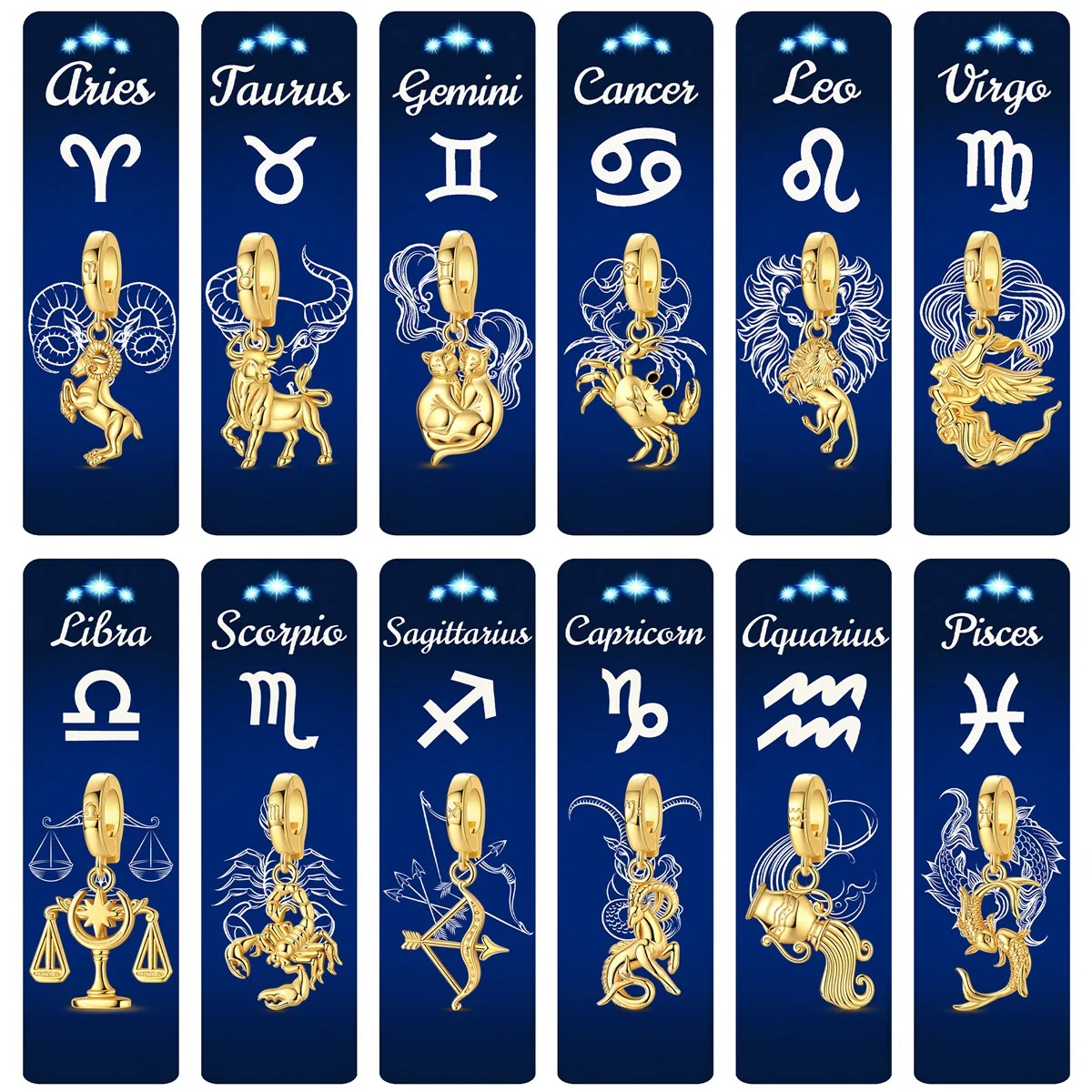 

Золотой кулон из стерлингового серебра 925 пробы, серия «Двенадцать созвездий», универсальный замок-пряжка для браслета, DIY, для девочек и женщин, ювелирное украшение, подарок