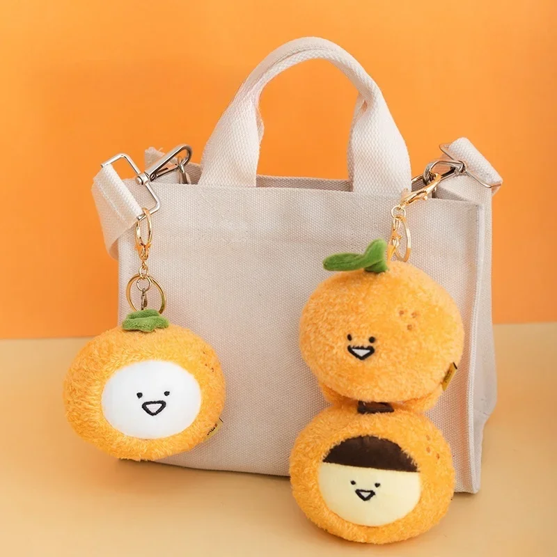 Happy Cartoon Orange Family Plush Toys Soft Fluffy Fruit Orange Pendant Lovely Keychain Bags Hanging Decor Funny Gift To Friends